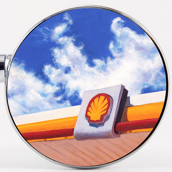 Shell (NS), 2016, 4.25 n diameter, oil/panel, motorcycle mirror housing