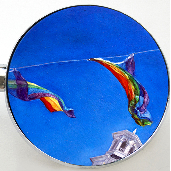 Untitled (Ptown No.1), 2017, 4.5 in diameter, oil/panel, motorcycle mirror housing