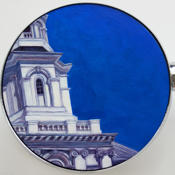 Untitled (Ptown No.2), 2017, 4.5 in diameter, oil/panel, motorcycle mirror housing